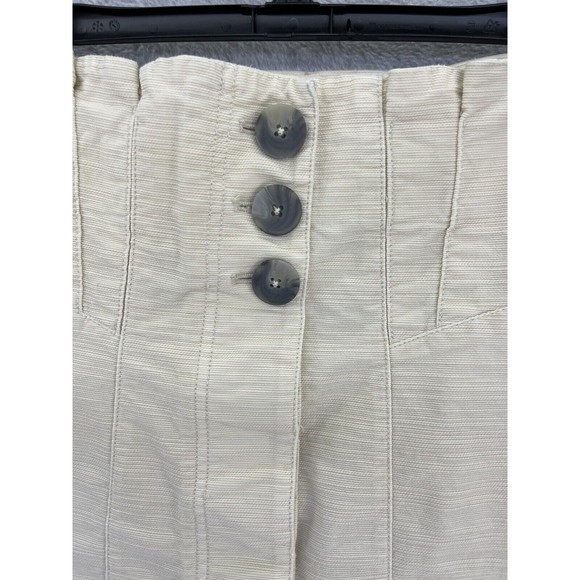 Free People Women's Paper Bag Skirt Size 6 Mini Beige Button Front Cotton - Picture 9 of 11